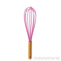 COOKIECUTTERKINGDOM Pink Wooden Kitchen Whisk. Wired Silicon Whisk Perfect for Blending  Stirring  and Beating. Beautiful Wood Handle and Smooth Feel. - B00QA87LQ2